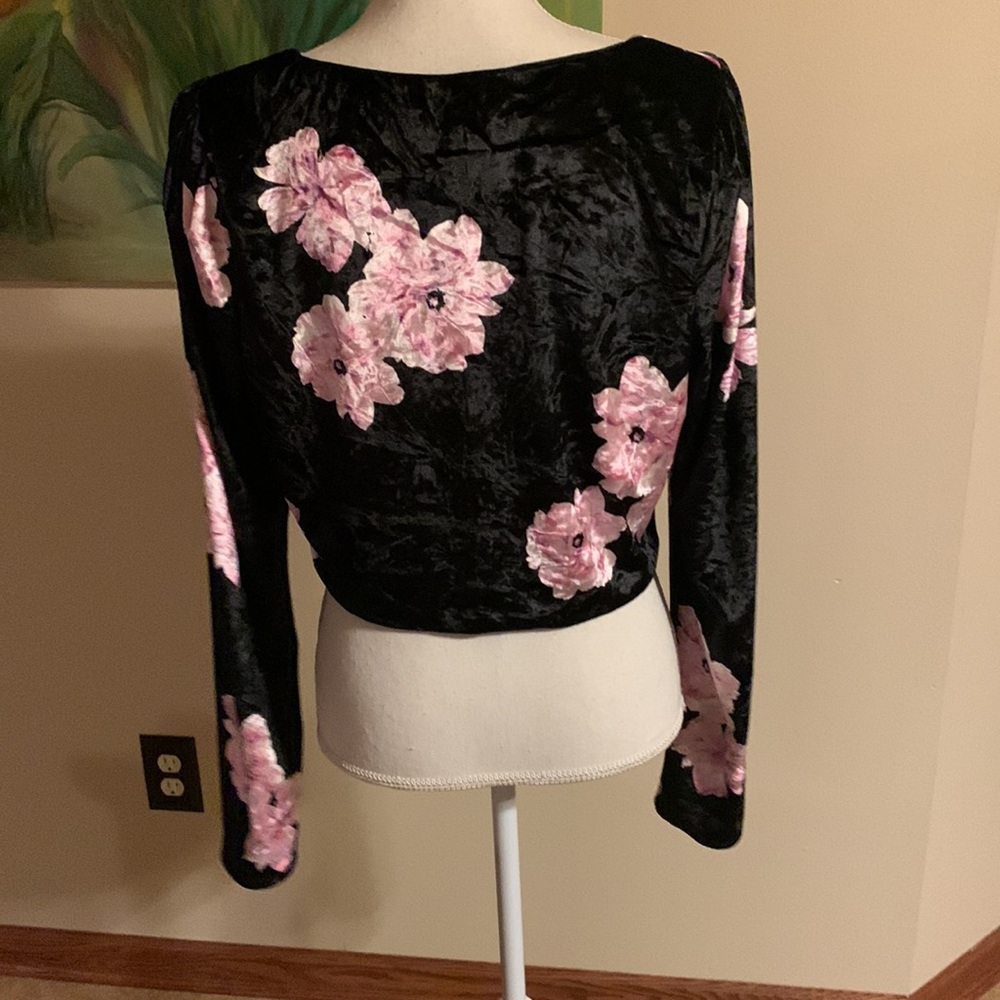 🎉Host Pick🎉 WAYF Ruched Long Sleeve Velvet Crop Top - Picture 6 of 10